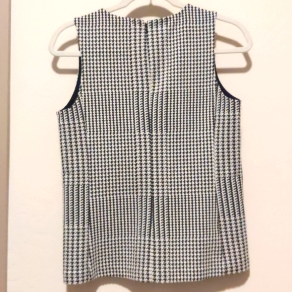 Ann Taylor Black White Houndstooth Print Sleeveless Blouse - Picture 2 of 5